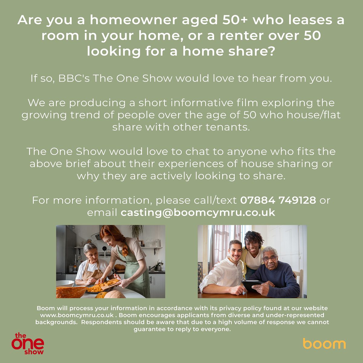 The One Show Boom Casting Flyer www.silvermagazine.co.uk
