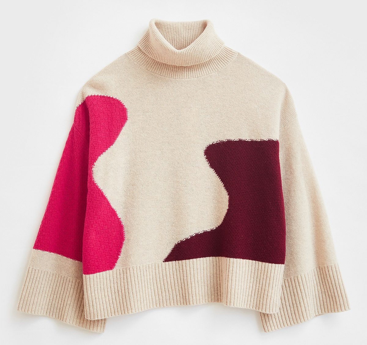 Very - White Stuff Abstract Wool Mix Funnel Neck Jumper - Plum - £59 for Silver Magazine www.silvermagazine.co.uk