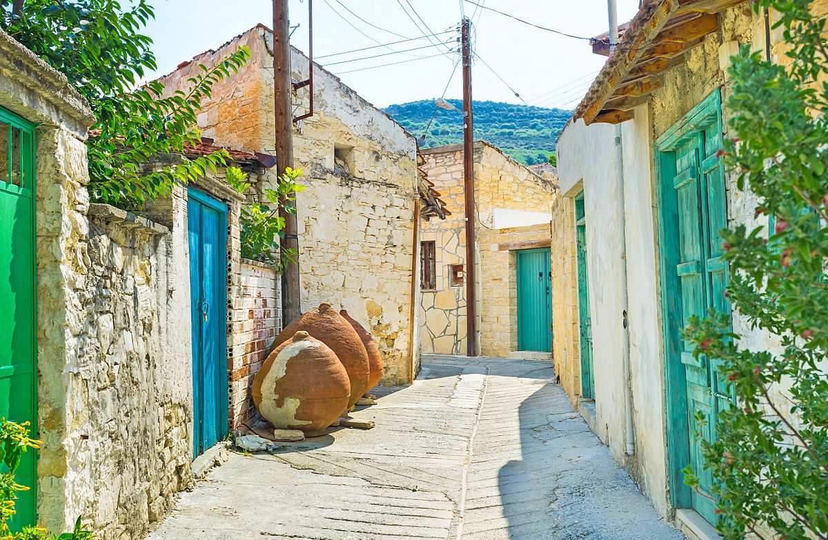 photo of traditional greek village in omodos Cyprus
