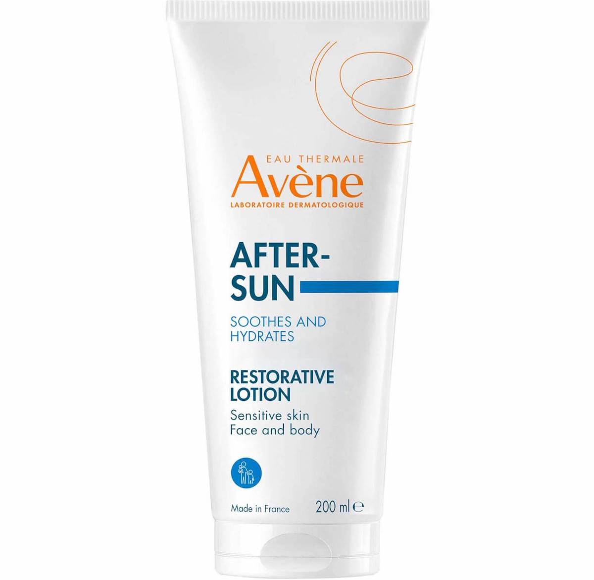 White tube with orange and blue writing across it. Avéne after-sun lotion. Part of Silver's early summer beauty edit.
