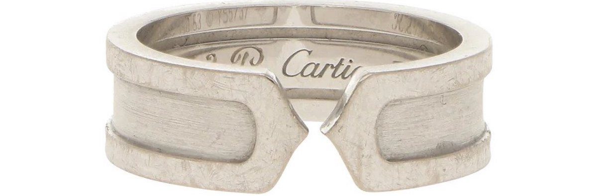 Vintage Silver Cartier Double C Mens Ring