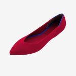 Red ballet pump with a pointe toe.
