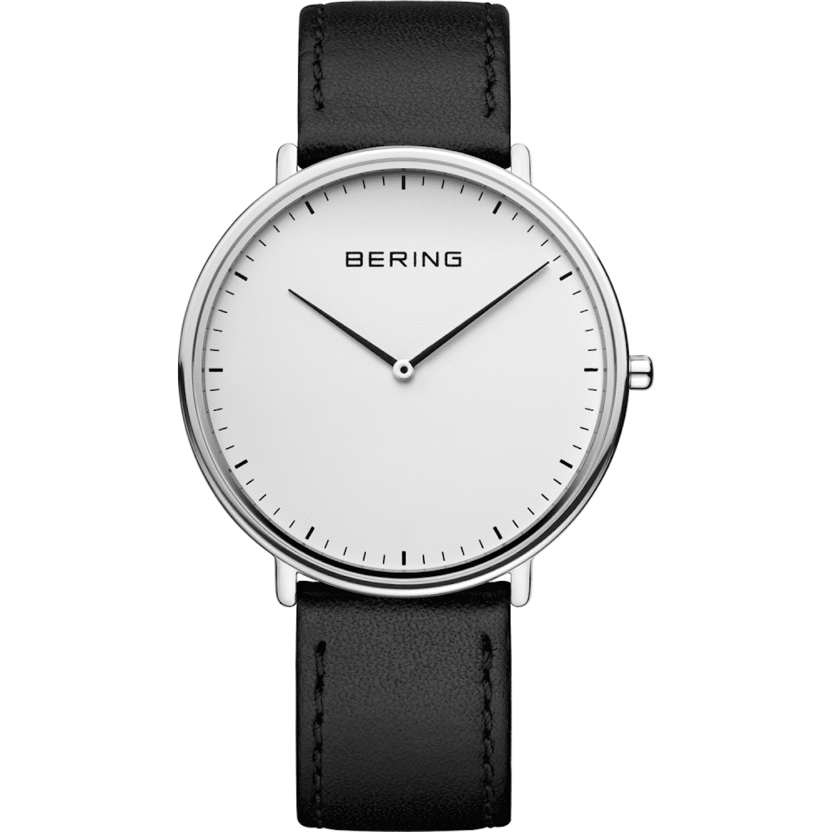 White face watch with black leather strap. Men's Christmas party wear
