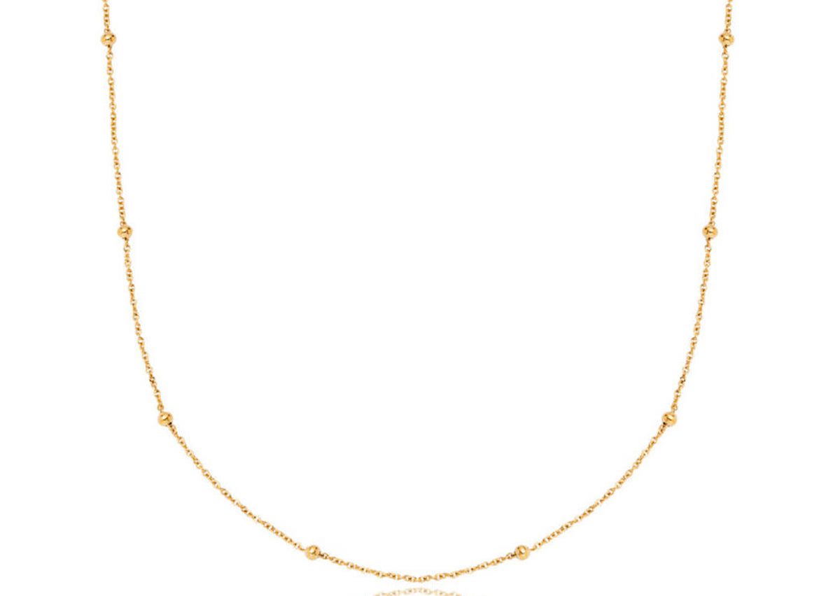 Gold chain necklace with ball detailing through out. Women's party wear